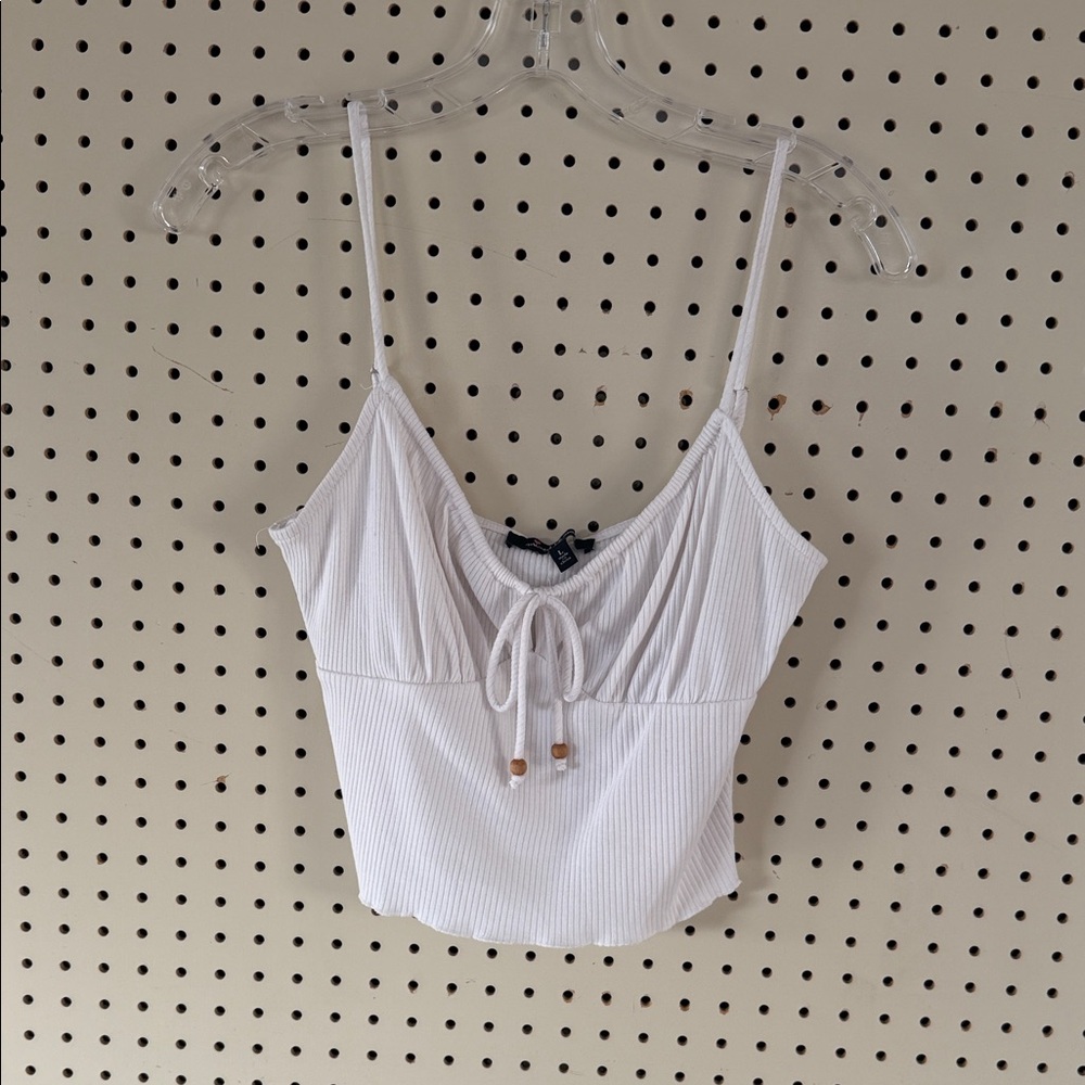 Elegant White Ribbed Camisole